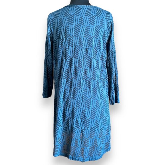 Blue Sheer Burnout Hi Low Tunic Dress Cover Up Large - Picture 2 of 3
